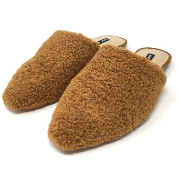 Nine West Furzy Women's Size 7 Brown Faux Fur Winter Slides Slip-On Shoes - Picture 3 of 7